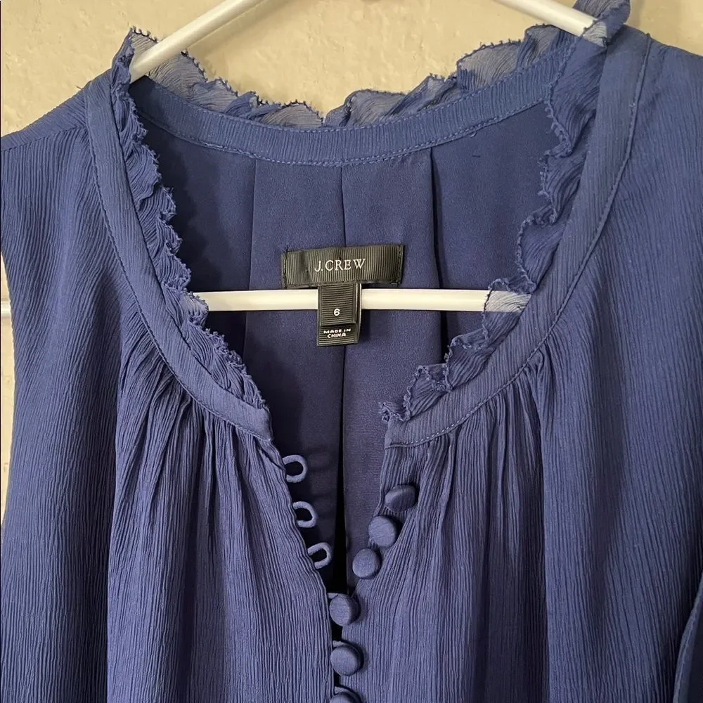 Like New! J. Crew 100% Silk Navy Sleeveless Blouse in Size 6